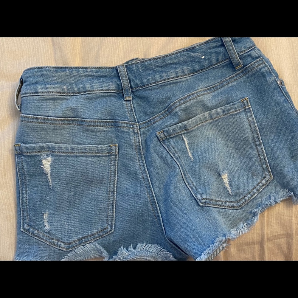 High Rise Blue Shorts - Picture 2 of 3